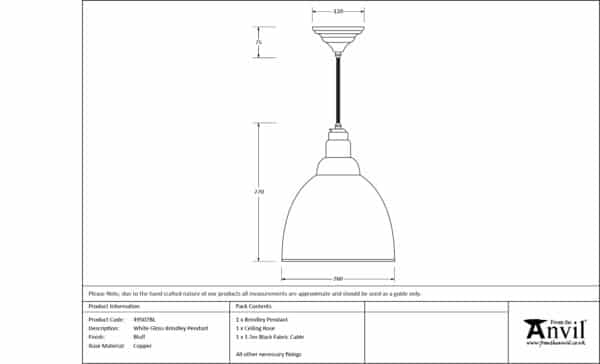 White Gloss Brindley Pendant in Bluff 3