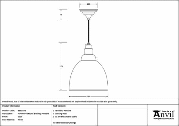 Hammered Nickel Brindley Pendant in Soot 3