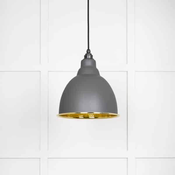 Hammered Brass Brindley Pendant in Bluff 2