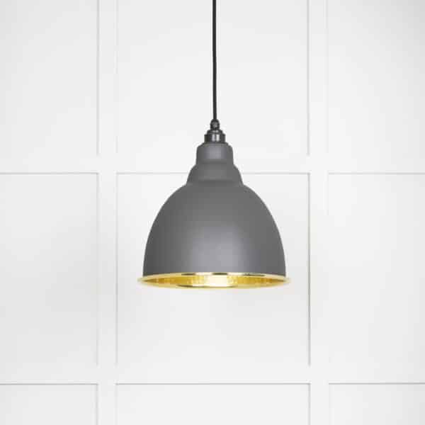 Hammered Brass Brindley Pendant in Bluff 1