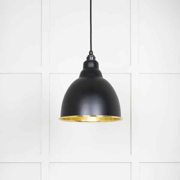 Hammered Brass Brindley Pendant in Elan Black 1