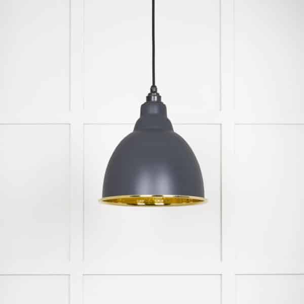 Hammered Brass Brindley Pendant in Slate 2