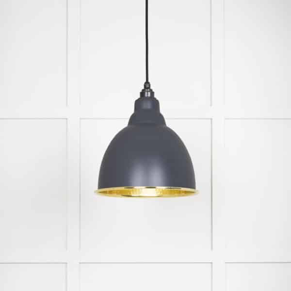 Hammered Brass Brindley Pendant in Slate 1