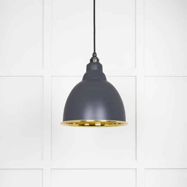 Smooth Brass Brindley Pendant in Slate 2