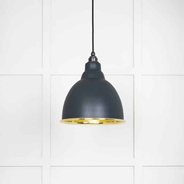 Smooth Brass Brindley Pendant in Soot 1