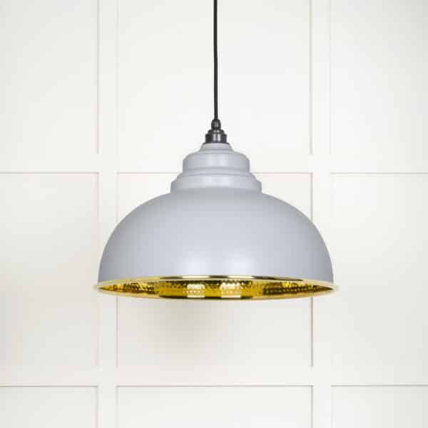 Hammered Brass Harborne Pendant in Birch 2