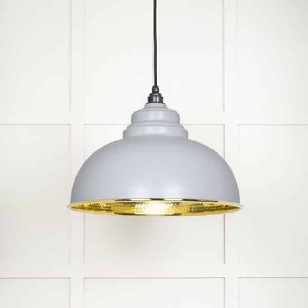 Hammered Brass Harborne Pendant in Birch 1