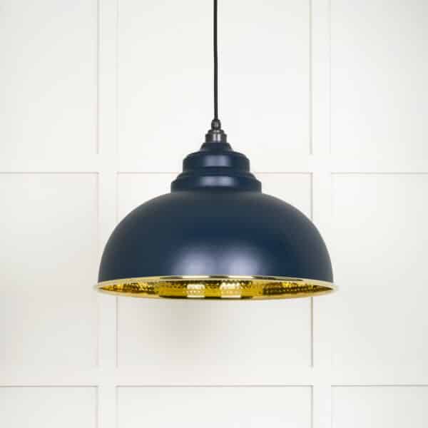 Hammered Brass Harborne Pendant in Dusk 2