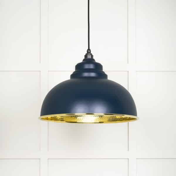 Hammered Brass Harborne Pendant in Dusk 1