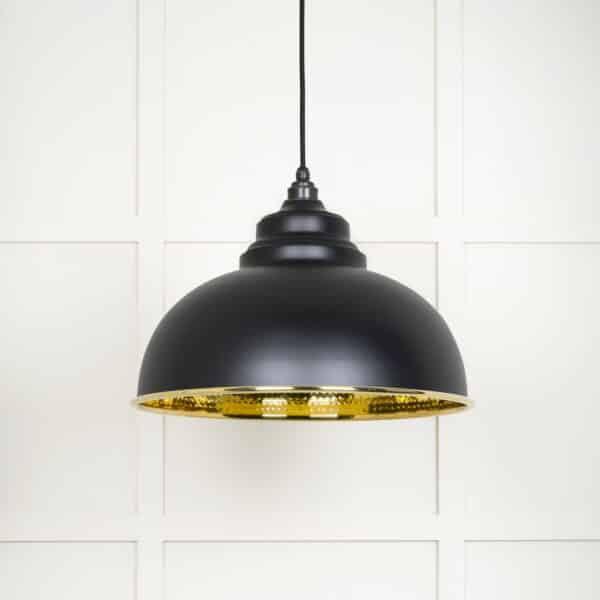 Hammered Brass Harborne Pendant in Elan Black 2