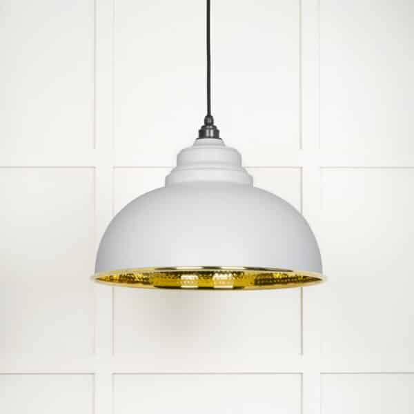 Hammered Brass Harborne Pendant in Flock 2