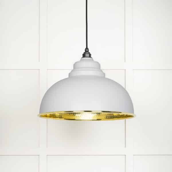 Hammered Brass Harborne Pendant in Flock 1