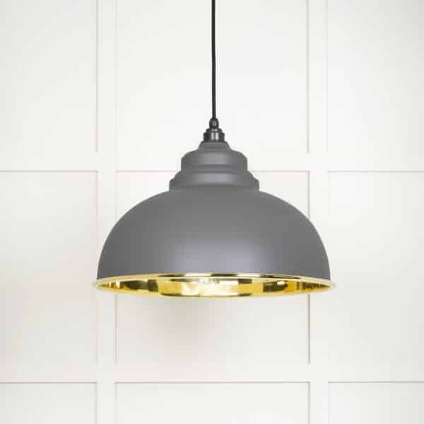 Smooth Brass Harborne Pendant in Bluff 1