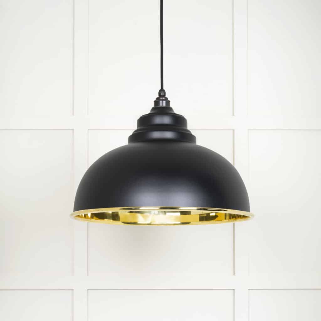 Smooth Brass Harborne Pendant in Elan Black 1