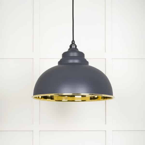 Smooth Brass Harborne Pendant in Slate 2