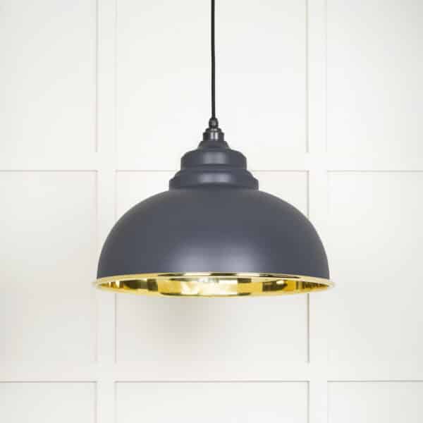 Smooth Brass Harborne Pendant in Slate 1