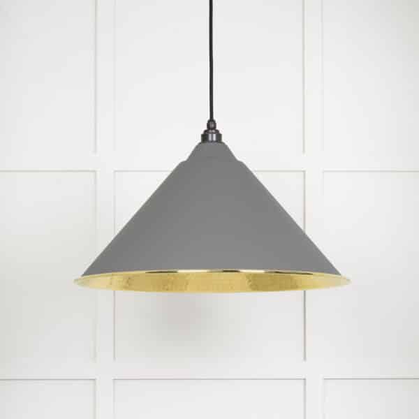 Hammered Brass Hockley Pendant in Bluff 2