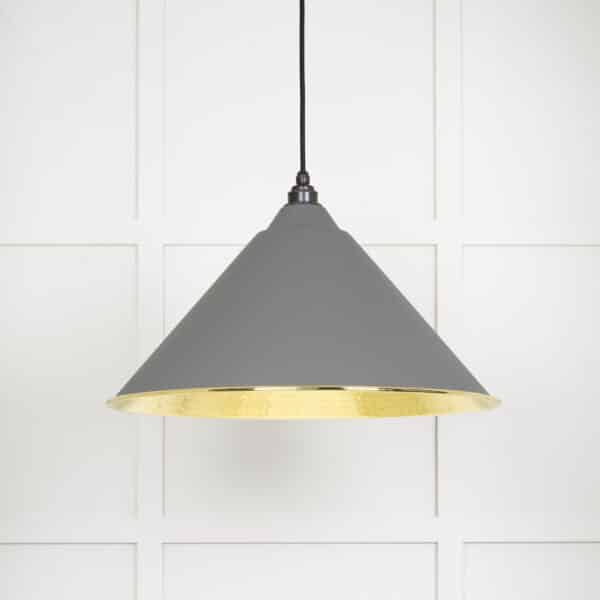 Hammered Brass Hockley Pendant in Bluff 1