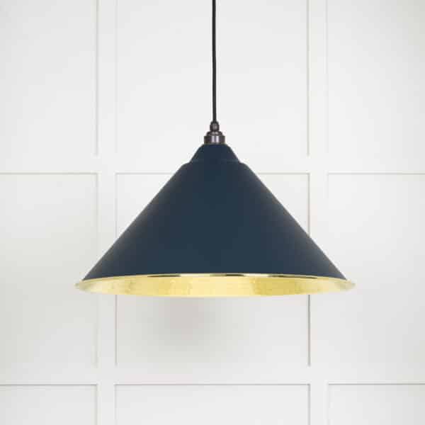 Hammered Brass Hockley Pendant in Dusk 1