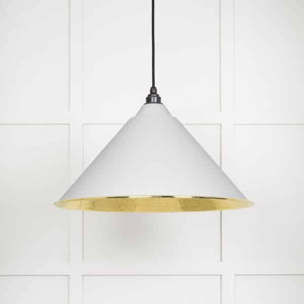 Hammered Brass Hockley Pendant in Flock 2