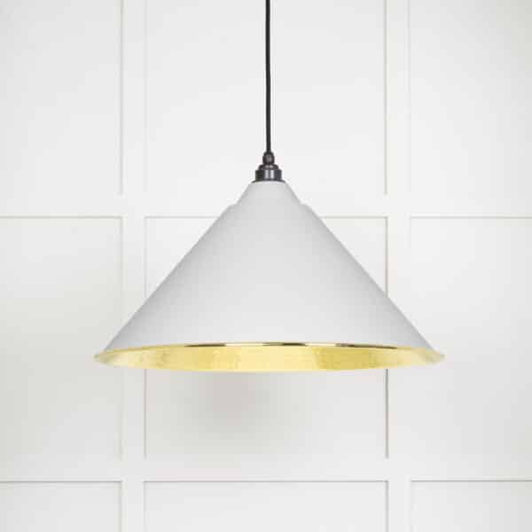 Hammered Brass Hockley Pendant in Flock 1