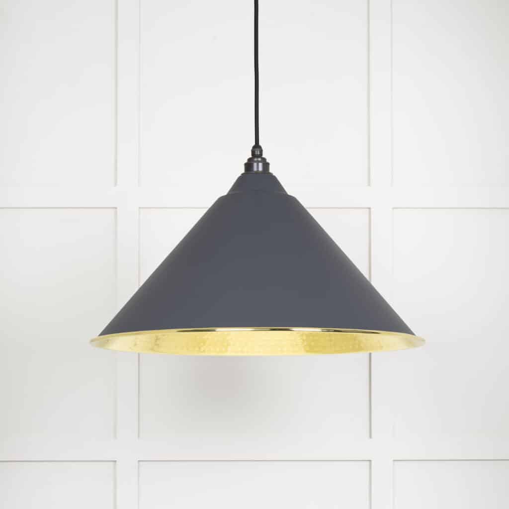 Hammered Brass Hockley Pendant in Slate 1