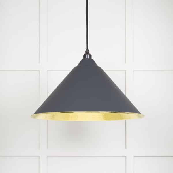 Hammered Brass Hockley Pendant in Slate 1