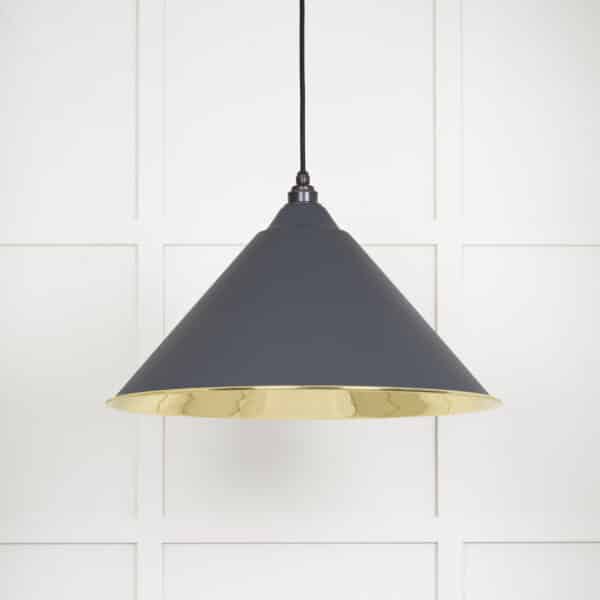 Smooth Brass Hockley Pendant in Slate 2