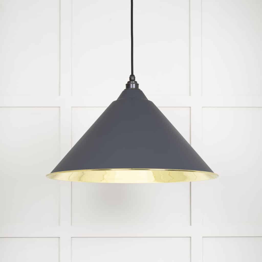 Smooth Brass Hockley Pendant in Slate 1