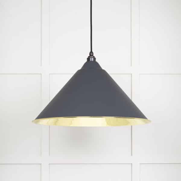 Smooth Brass Hockley Pendant in Slate 1