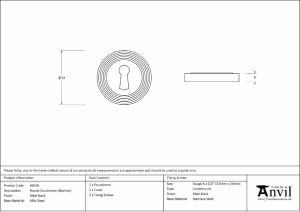 Matt Black Round Escutcheon (Beehive) 3