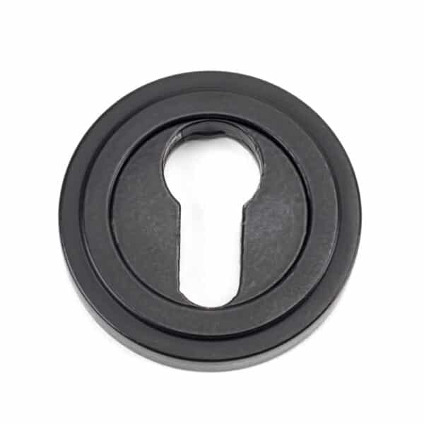 Matt Black Round Euro Escutcheon (Art Deco) 1