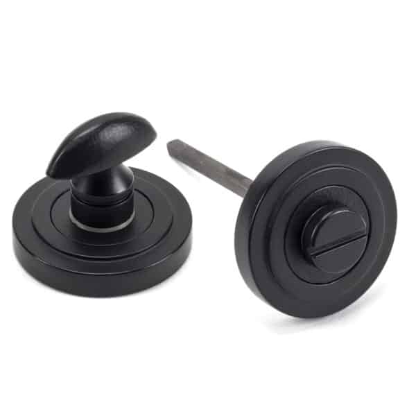 Matt Black Round Thumbturn Set (Art Deco) 1