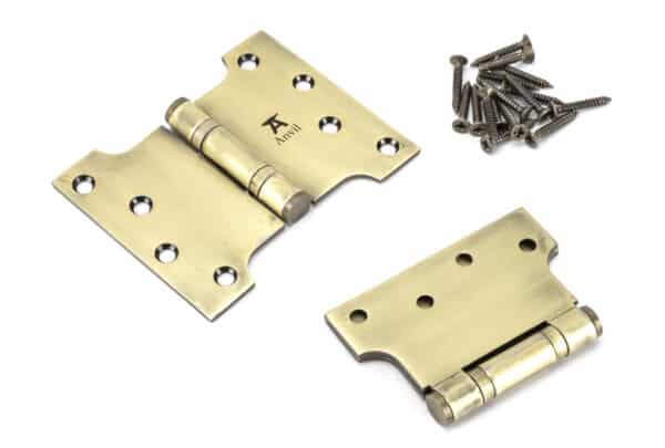 Aged Brass 4" x 3" x 5"Parliament Hinge (pair) ss 2