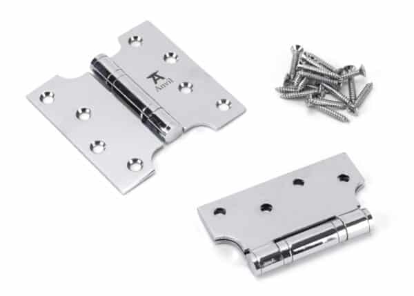 Polished Chrome 4" x 2" x 4"Parliament Hinge (pair) ss 2