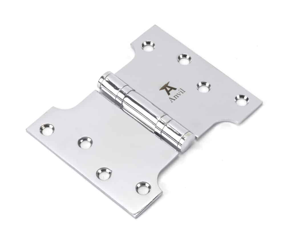 Polished Chrome 4" x 3" x 5"Parliament Hinge (pair) ss 1