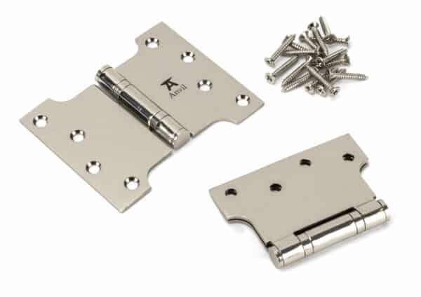 Polished Nickel 4" x 3" x 5"Parliament Hinge (pair) ss 2