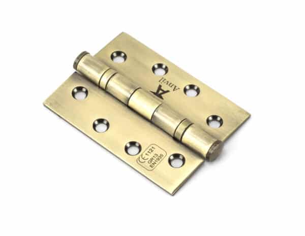 Aged Brass 4" Ball Bearing Butt Hinge (pair) ss 1