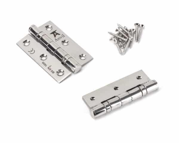 Polished SS 3" Ball Bearing Butt Hinge (pair) 2