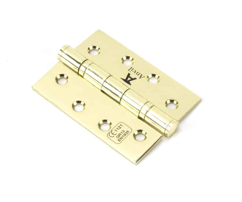 Polished Brass 4" Ball Bearing Butt Hinge (pair) ss 1