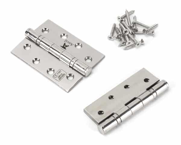 Polished SS 4" Ball Bearing Butt Hinge (pair) 2