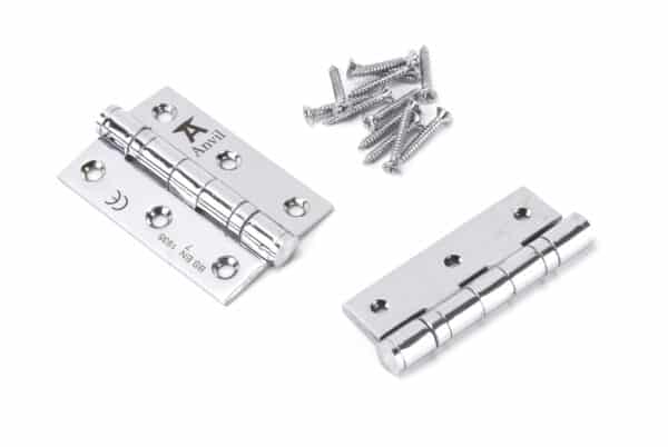 Polished Chrome 3" Ball Bearing Butt Hinge (pair) ss 2