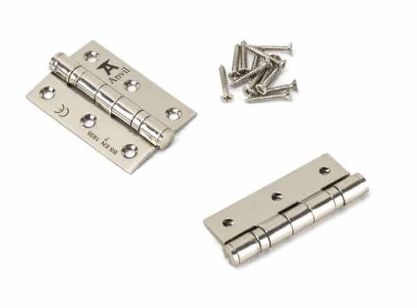 Polished Nickel 3" Ball Bearing Butt Hinge (pair) ss 2