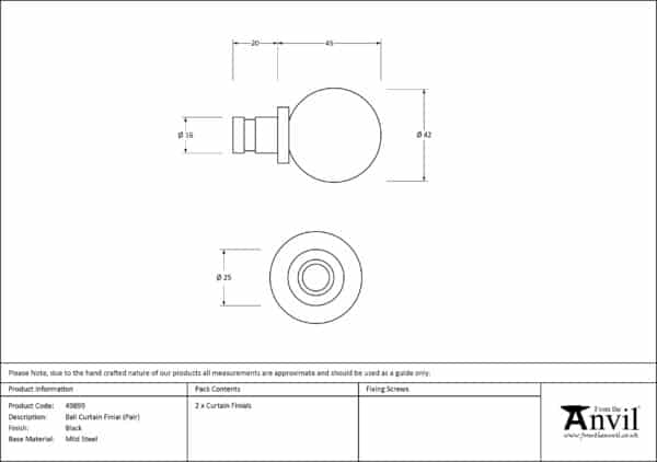 Black Ball Curtain Finial (pair) 3