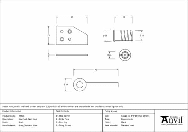 Black Key-Flush Sash Stop 3