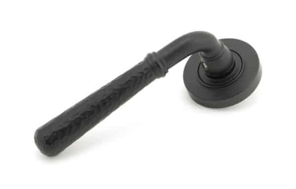 Matt Black Hammered Newbury Lever on Rose Set (Plain) - Unsprung 1