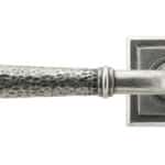 Pewter Hammered Newbury Lever on Rose Set (Square) - Unsprung 2