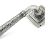 Pewter Hammered Newbury Lever on Rose Set (Square) - Unsprung 1
