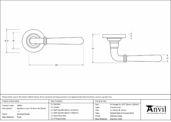 Polished Nickel Newbury Lever on Rose Set (Plain) - Unsprung 3