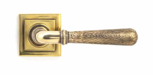 Aged Brass Hammered Newbury Lever on Rose Set (Square) - Unsprung 2